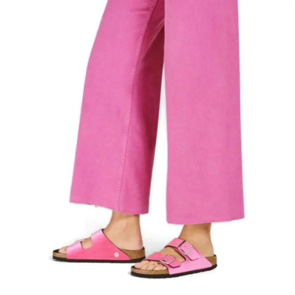 Birkenstock Womens 8 Mens 6 Arizona Rivet Logo Sandals Velvet Pink EU 39 Narrow - Picture 6 of 10